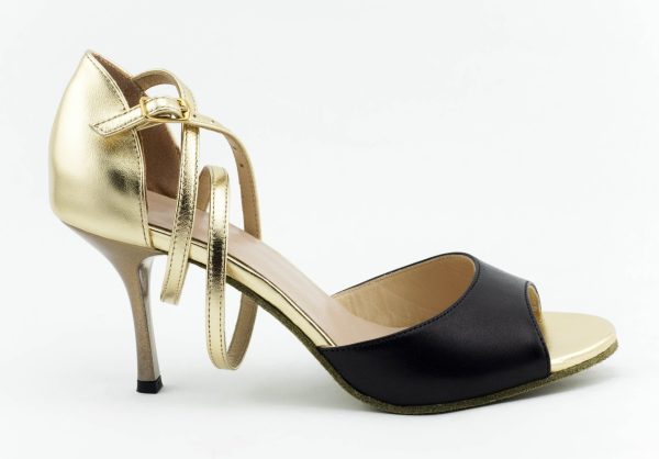 Stunning gold and black leather  sandals