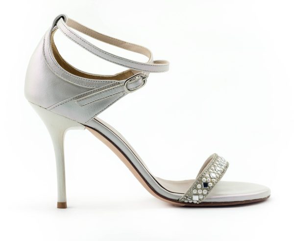 White wedding hand made leather sandals