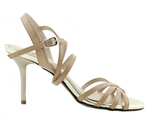 Elegant beige leather tango sandals